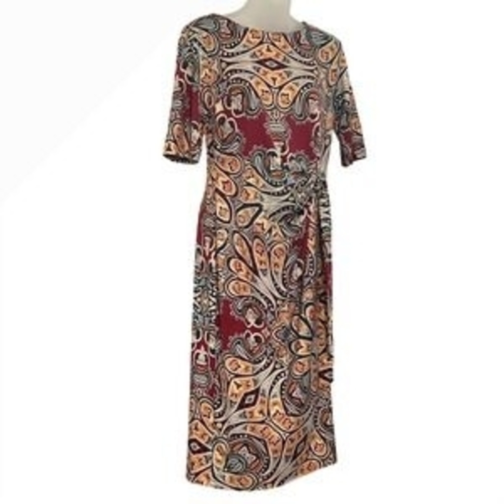 Shelby & Palmer Red and Cream Paisley Midi Dress